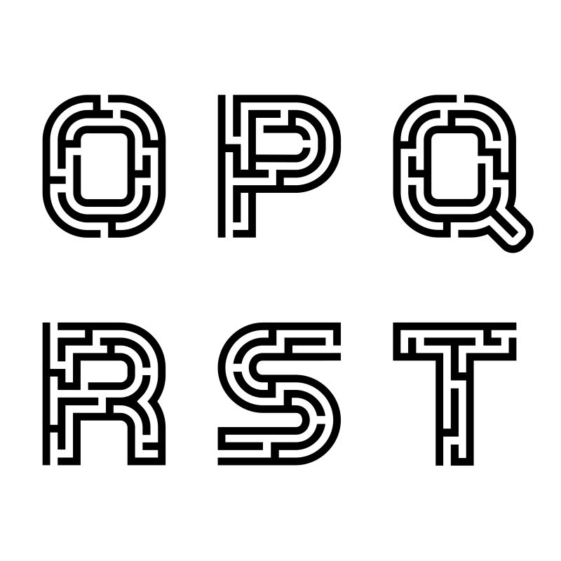 迷宫样式的矢量英文字母