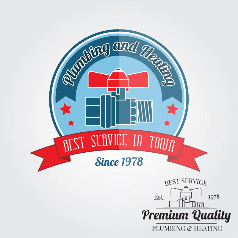 复古创意矢量水暖服务徽章