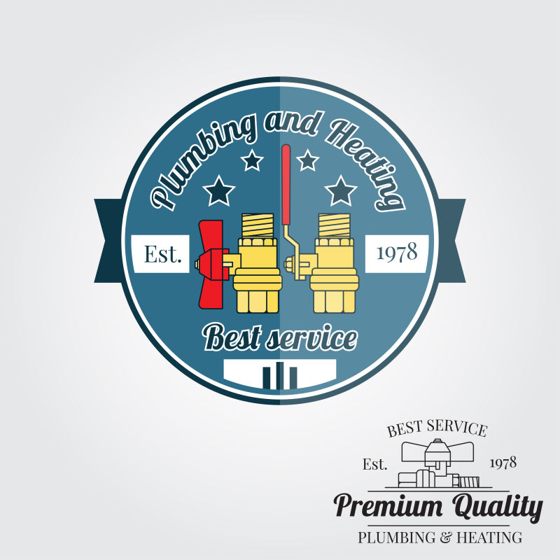 矢量复古老式水暖服务徽章