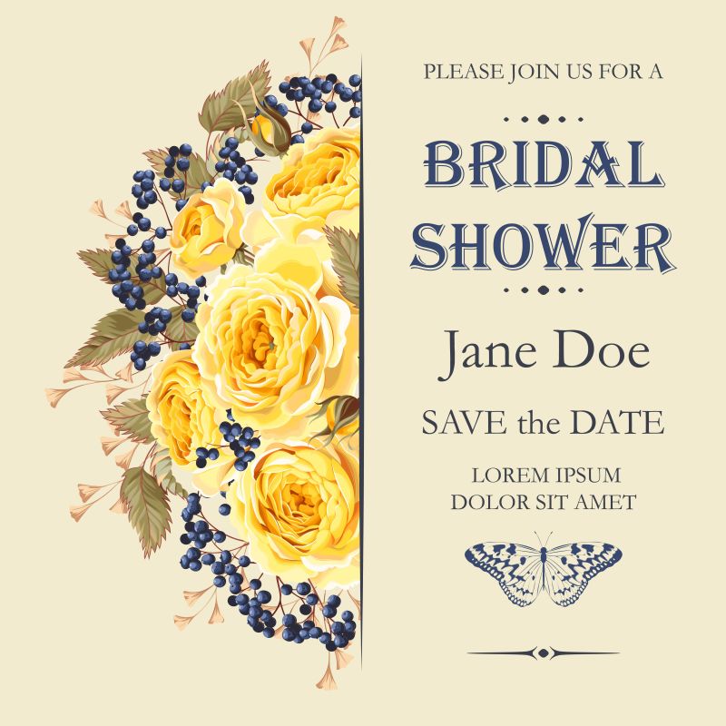 创意矢量黄色花卉无缝请柬设计