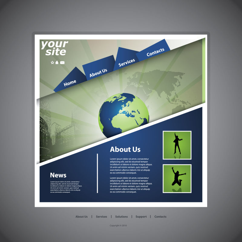 创意矢量蓝色模板的网站主页设计