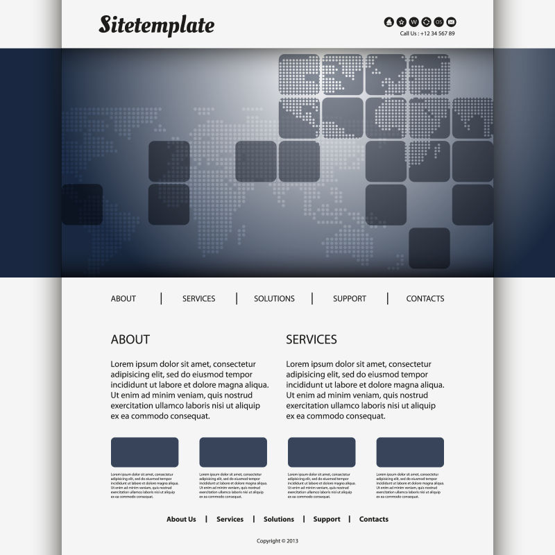 矢量灰色现代科技感的网站主页设计