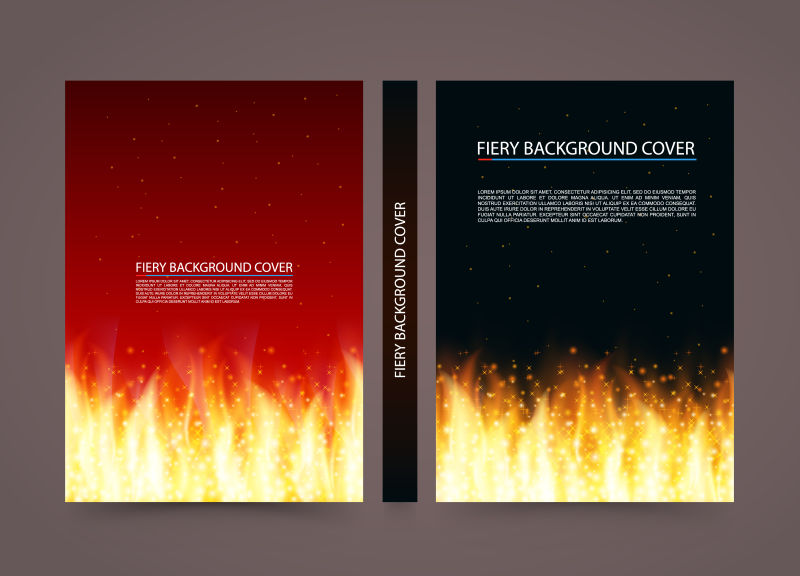 矢量燃烧的火焰元素的宣传海报封面设计