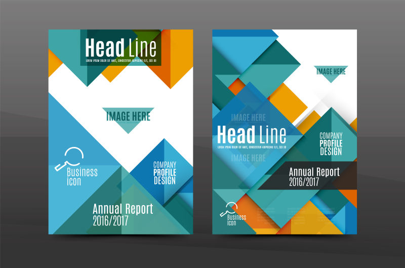 矢量彩色方形三角形的宣传海报封面