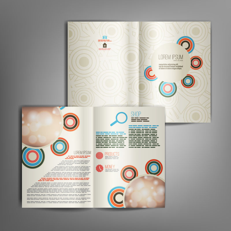 复古圆形图案的宣传册设计