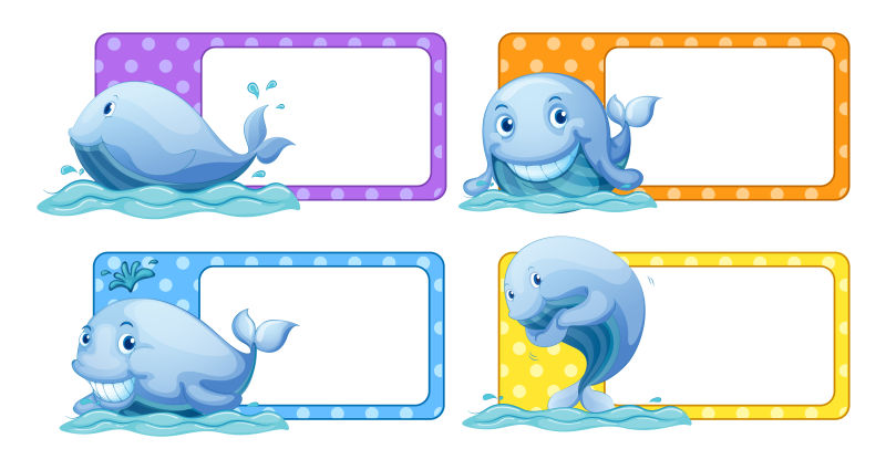 创意矢量鲸鱼标签设计