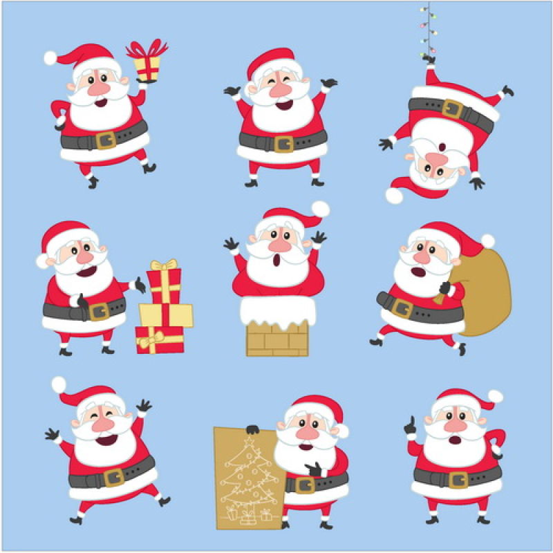 可爱的卡通圣诞老人矢量插图