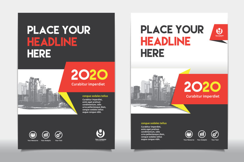 创意矢量黑色背景上的红色几何封面设计