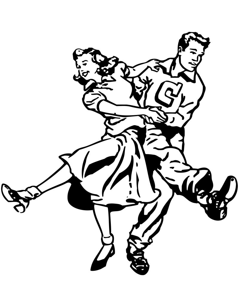 矢量手绘一起跳舞的快乐舞者