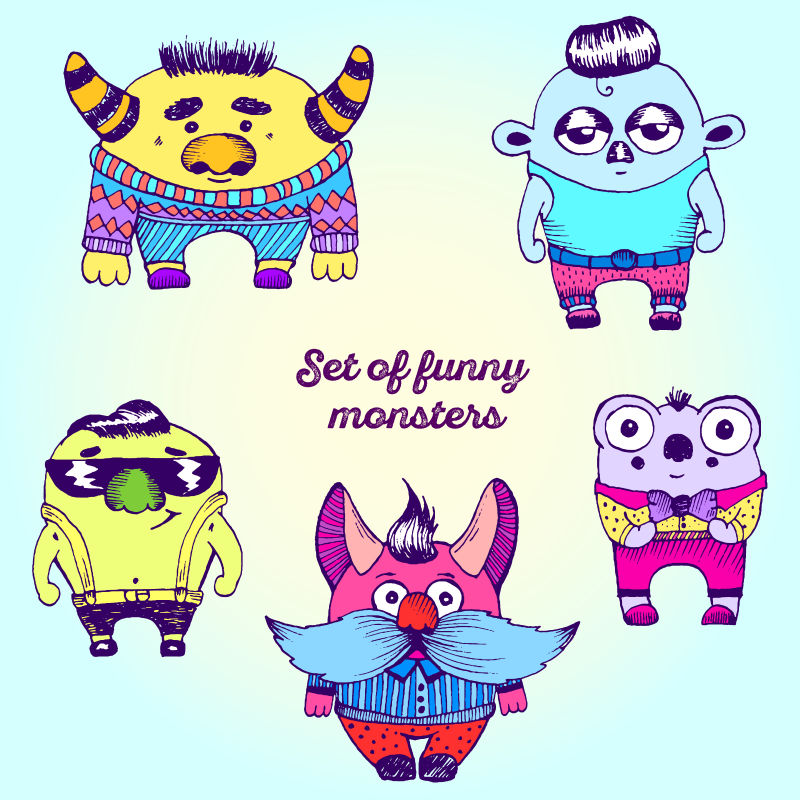 矢量的可爱怪物插图
