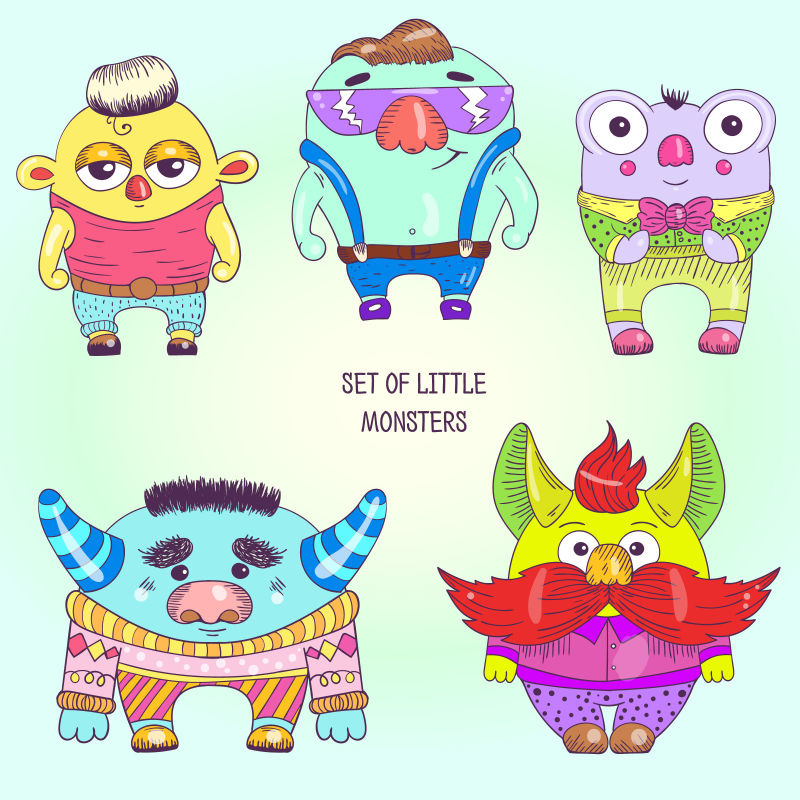 搞怪的怪物矢量插图