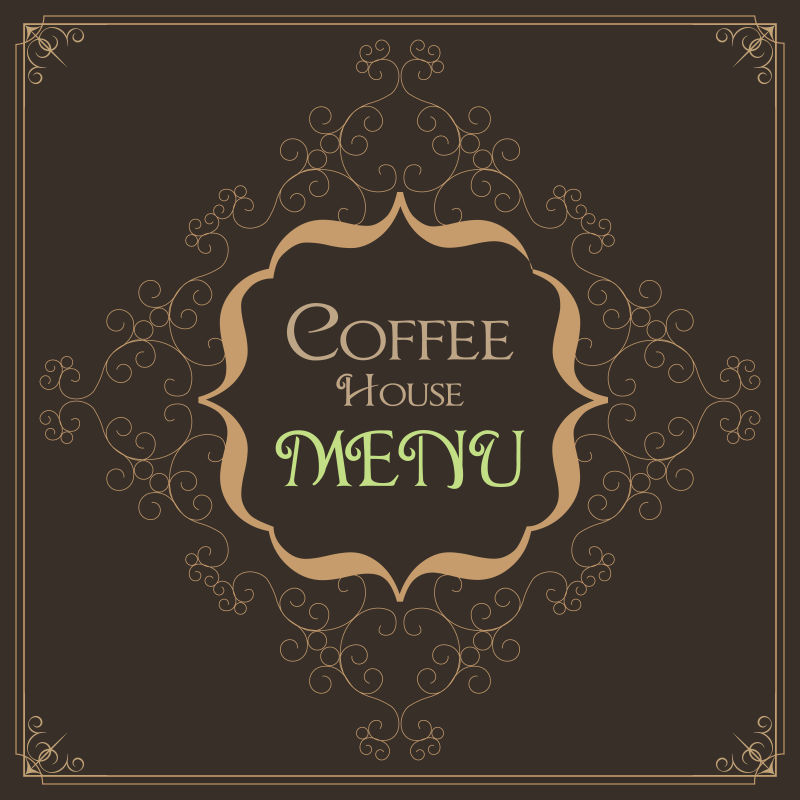 创意矢量有花纹的咖啡屋菜单设计