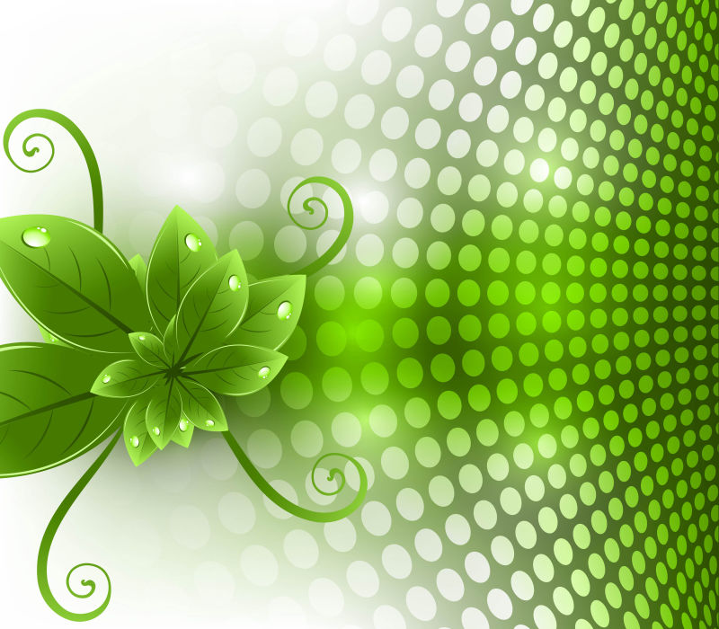 矢量创意抽象自然绿叶生长的背景