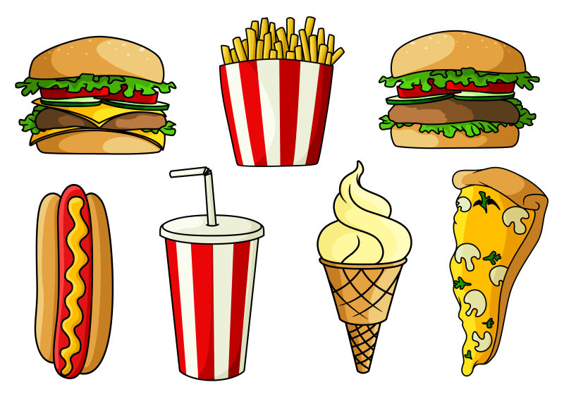 矢量的快餐食品插图