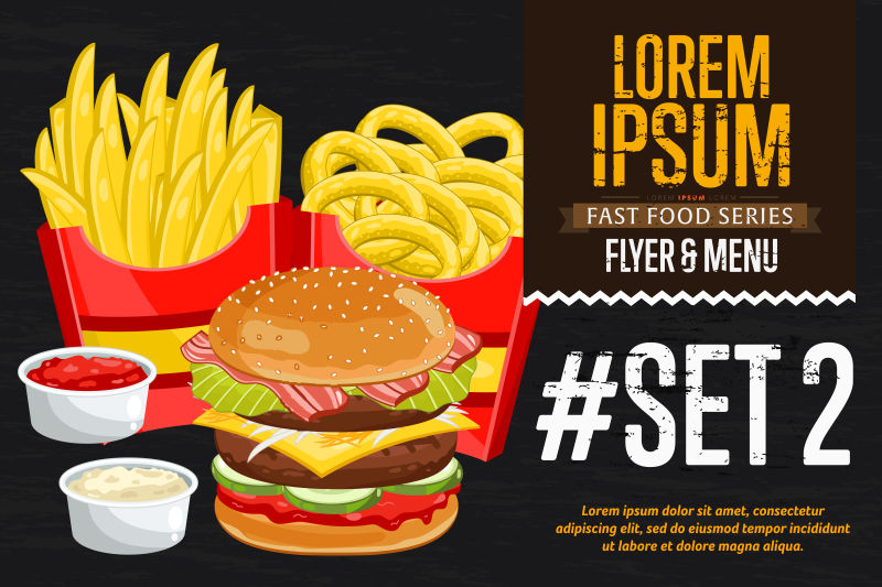 矢量的快餐店食物设计