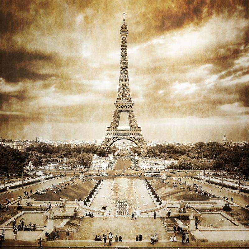 单色复古埃菲尔铁塔