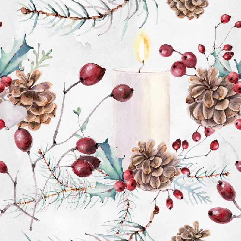 手绘艺术插花蜡烛背景