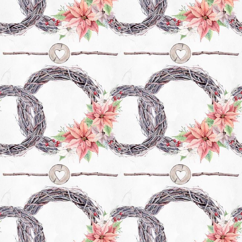 白色背景上的手绘花环