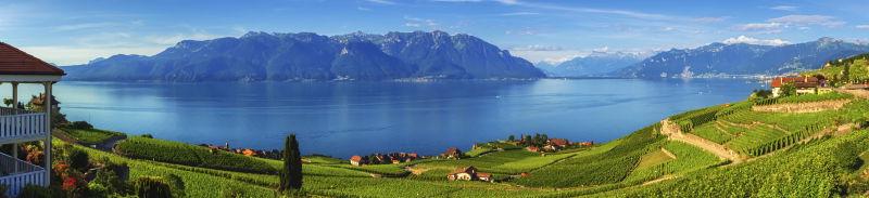 瑞士拉沃地区的Vaud全景图