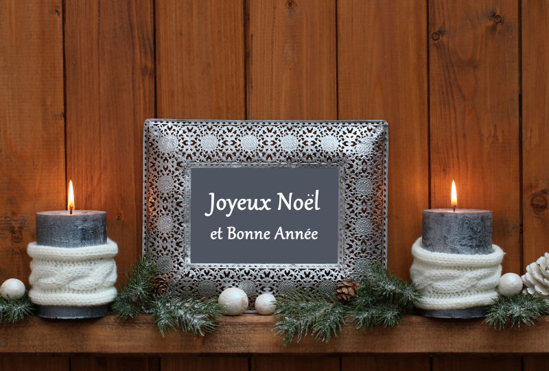 圣诞节相框装饰品与蜡烛