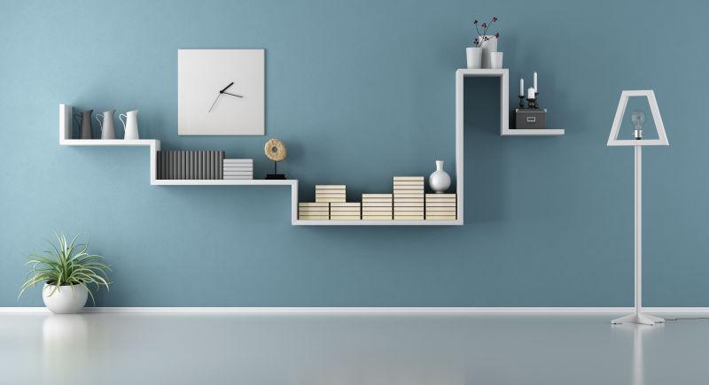 蓝色墙壁三维设计