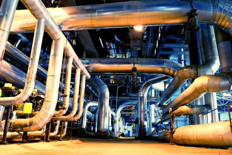发电厂不同尺形状的管道