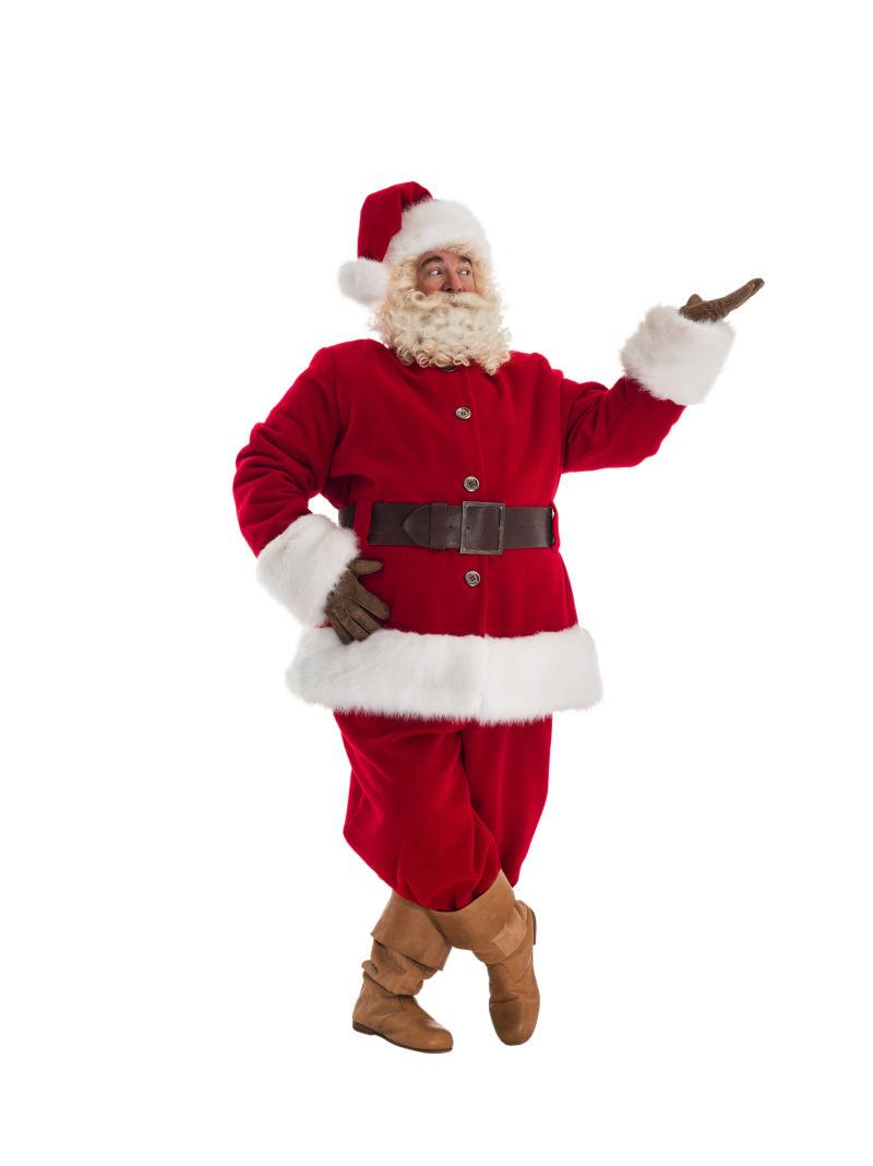 白色背景中站立展示的圣诞老人