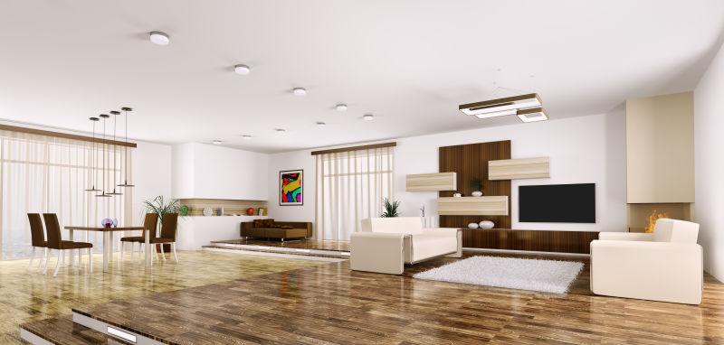 现代公寓内景3D渲染