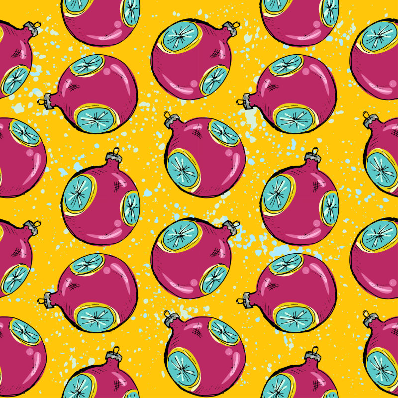 圣诞节老式手绘球背景