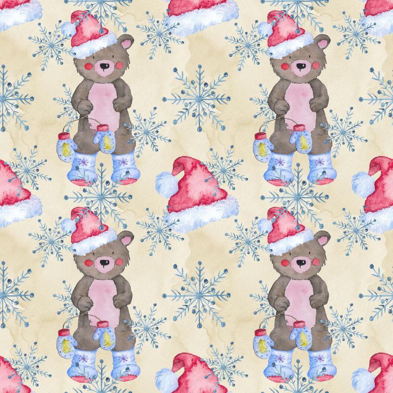 水彩画圣诞冬季图案