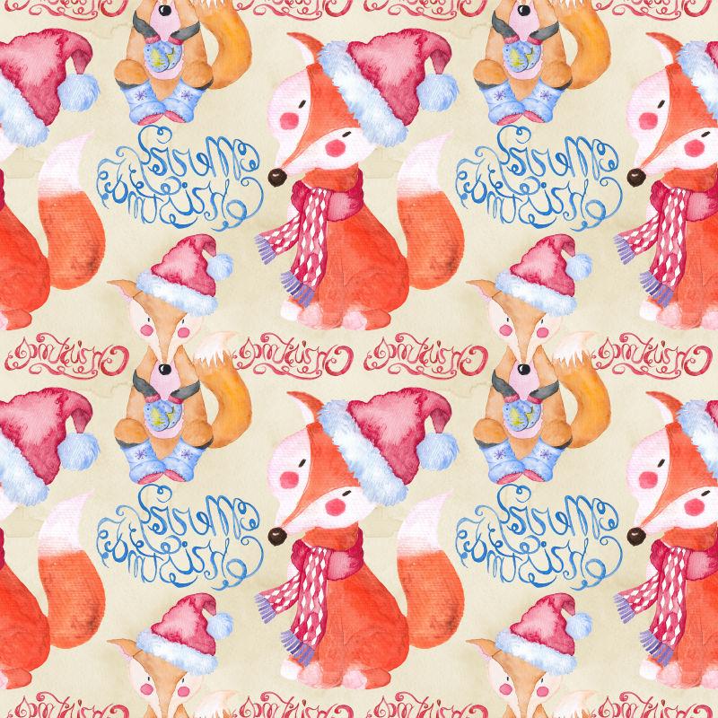 水彩画圣诞冬季背景