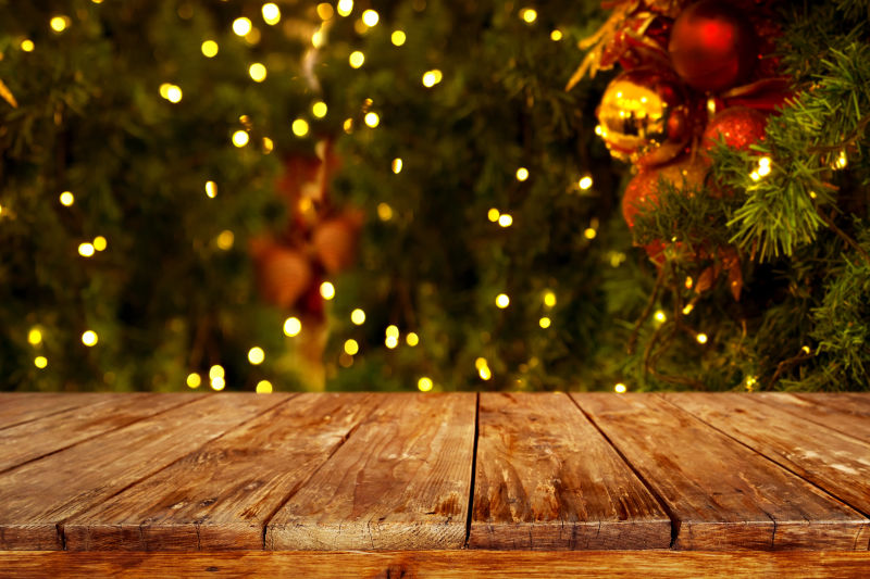 圣诞节的木桌
