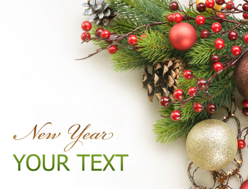 圣诞节饰品装饰的卡片