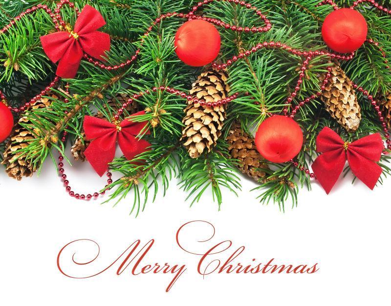 白色背景中的圣诞节装饰小玩意