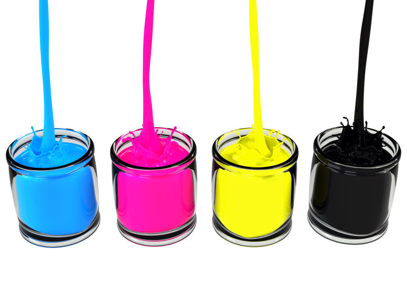 玻璃杯形式CMYK概念