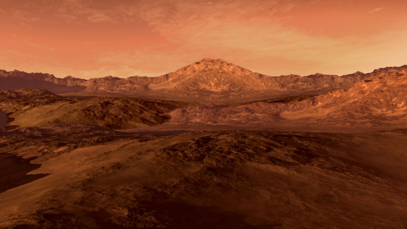 火星上的山丘岩石