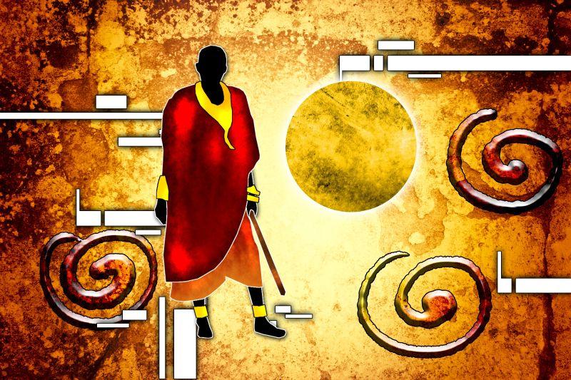 非洲复古壁画上的传统元素