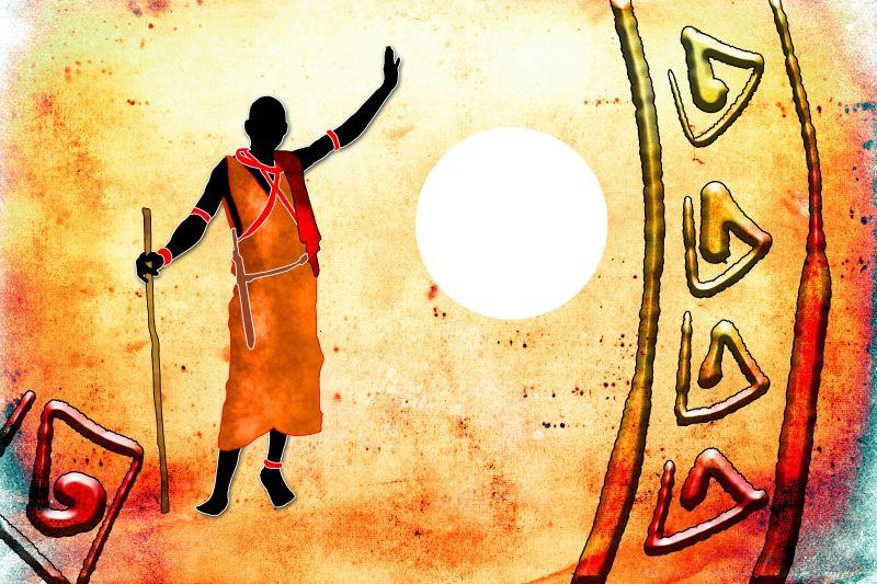 复古的非洲传统壁画