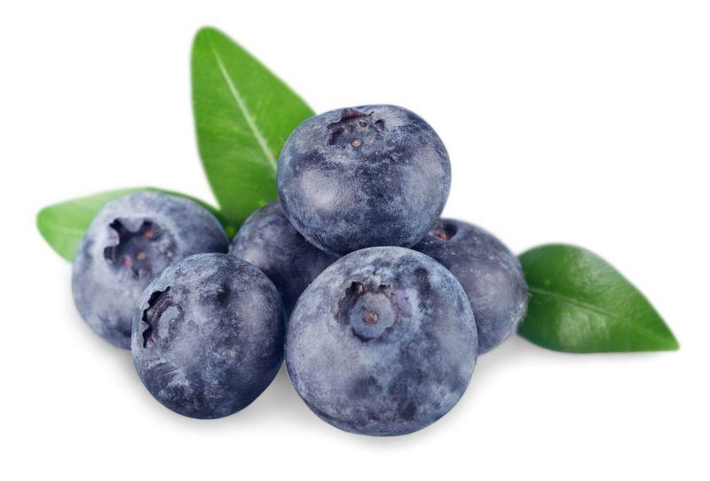 白色背景中的蓝莓