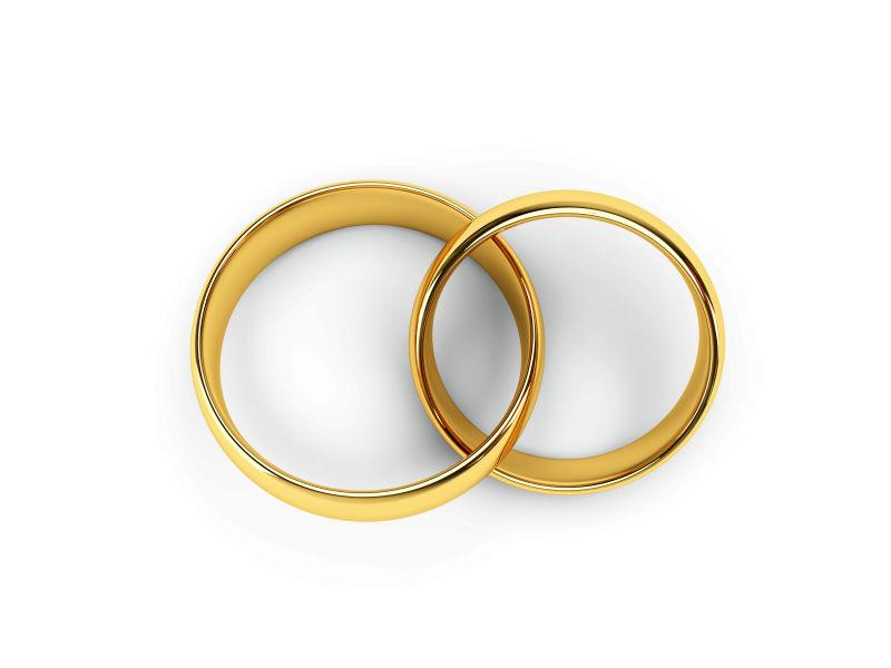 孤立的金结婚戒指在白色背景下
