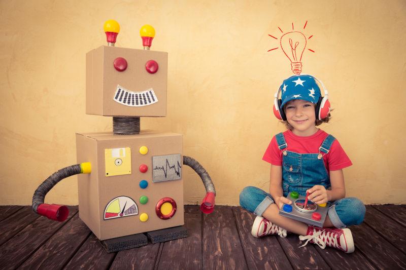 富有想象力的孩子和机器人
