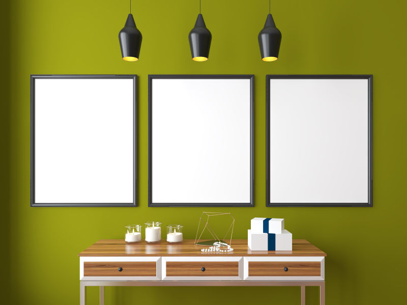 模拟室内场景的空白相框