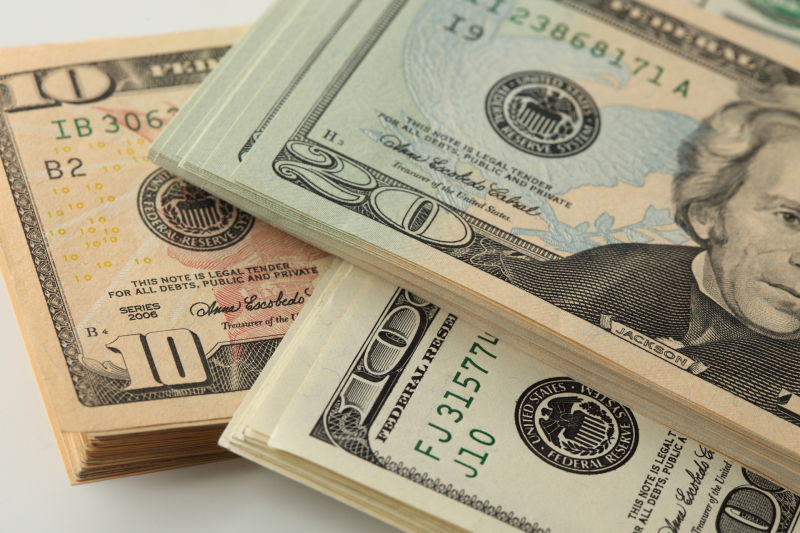 不同面额的欧元纸币