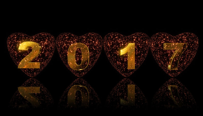 爱心气球里的2017数字