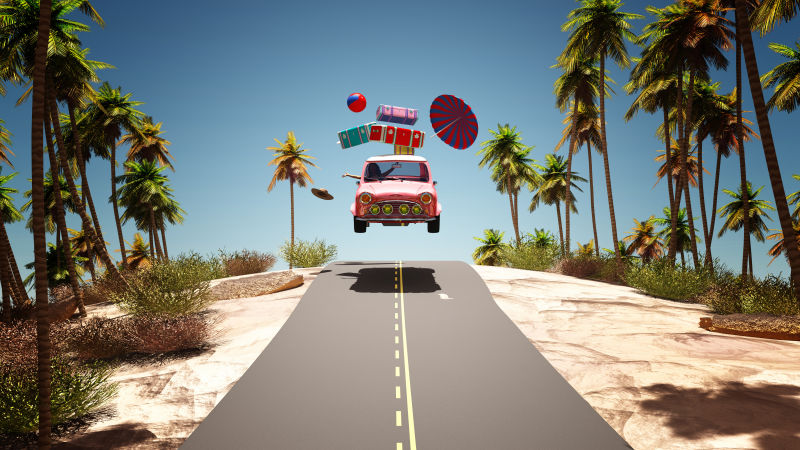 开在路上的复古老爷车