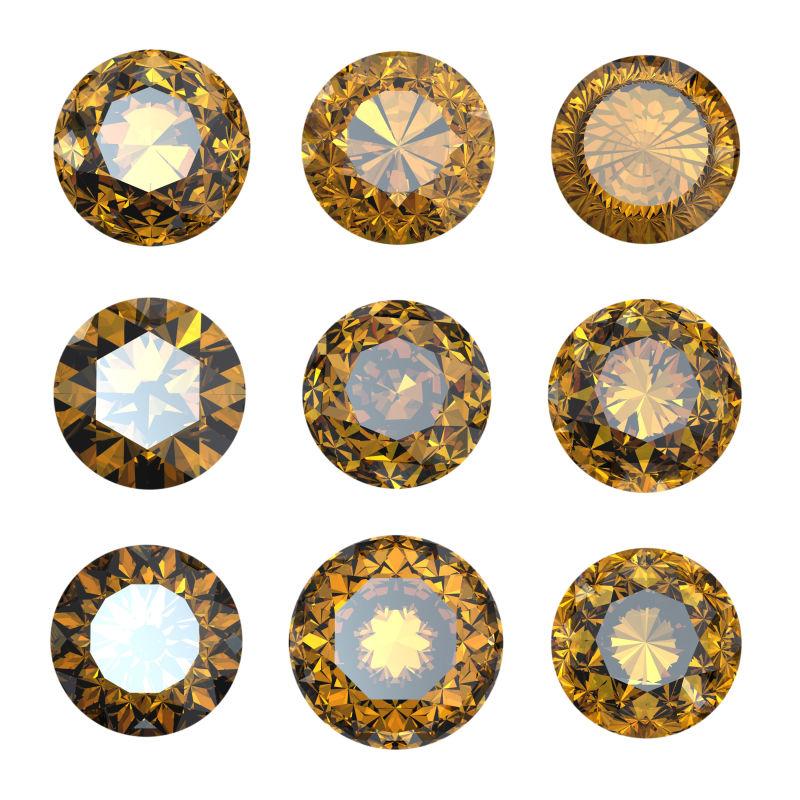 不同切割面的黄水晶