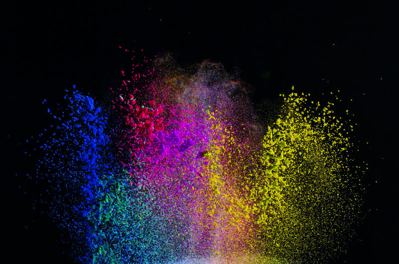 彩色粉尘爆炸飞溅效果