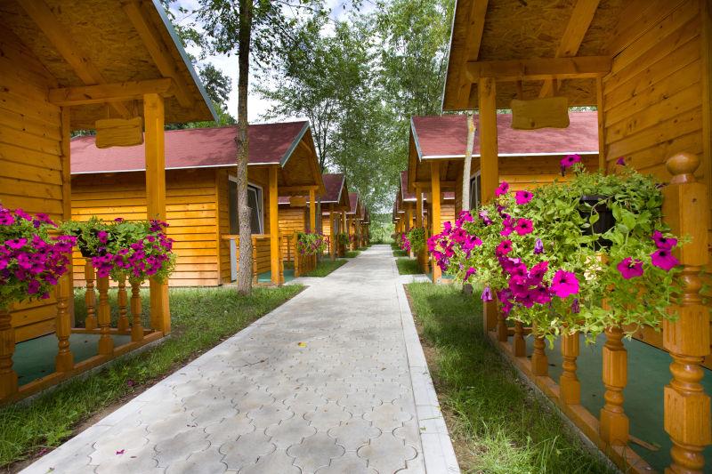 山林间的木制平房