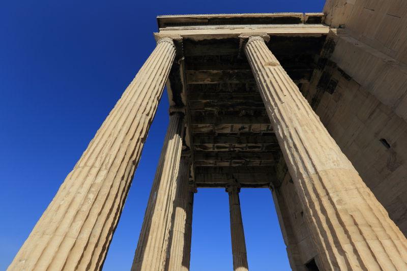 希腊雅典卫城古老的支撑柱
