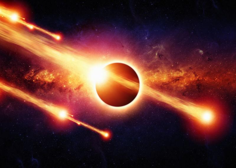 日蚀下的燃烧小行星